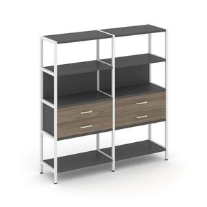 Двухсекционный стеллаж четырехярусный с ящиками