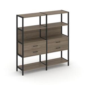 Двухсекционный стеллаж четырехярусный с ящиками