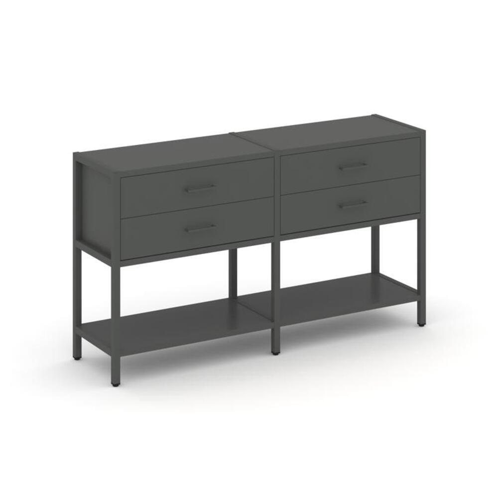 Двухсекционный стеллаж двухярусный с ящиками