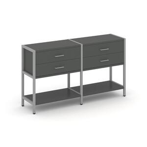 Двухсекционный стеллаж двухярусный с ящиками