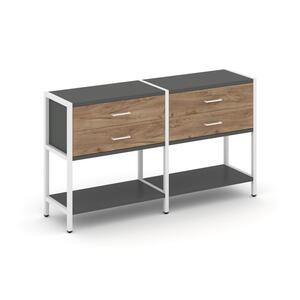 Двухсекционный стеллаж двухярусный с ящиками