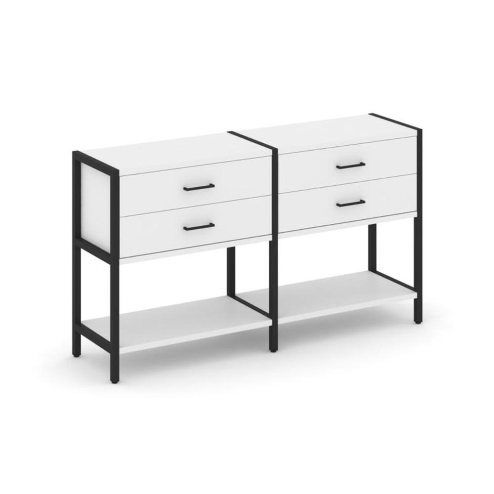 Двухсекционный стеллаж двухярусный с ящиками