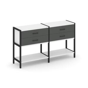 Двухсекционный стеллаж двухярусный с ящиками