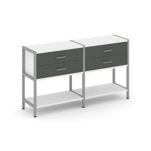 Двухсекционный стеллаж двухярусный с ящиками