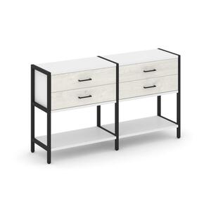 Двухсекционный стеллаж двухярусный с ящиками