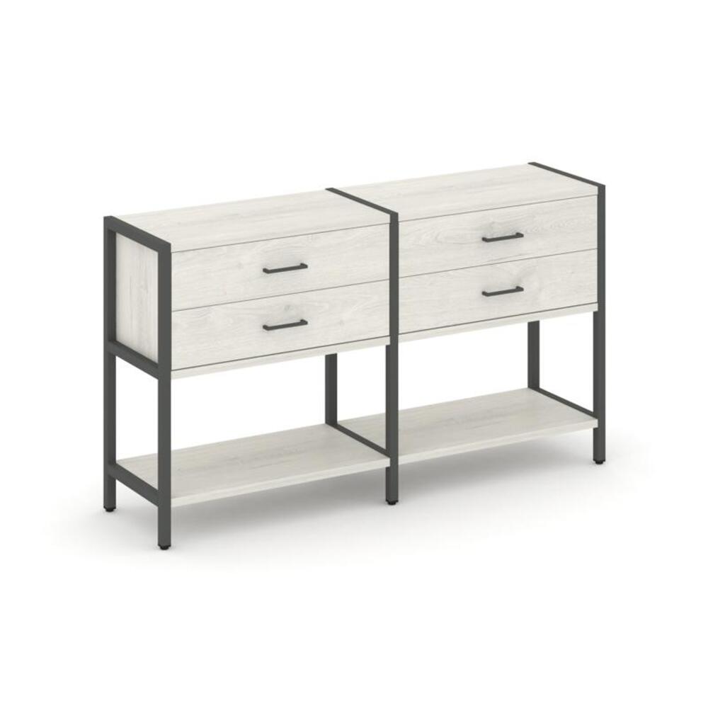 Двухсекционный стеллаж двухярусный с ящиками