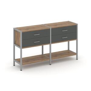 Двухсекционный стеллаж двухярусный с ящиками