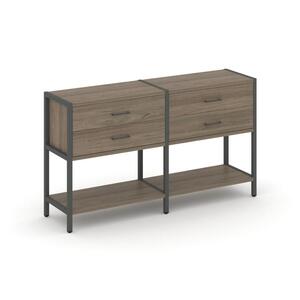 Двухсекционный стеллаж двухярусный с ящиками