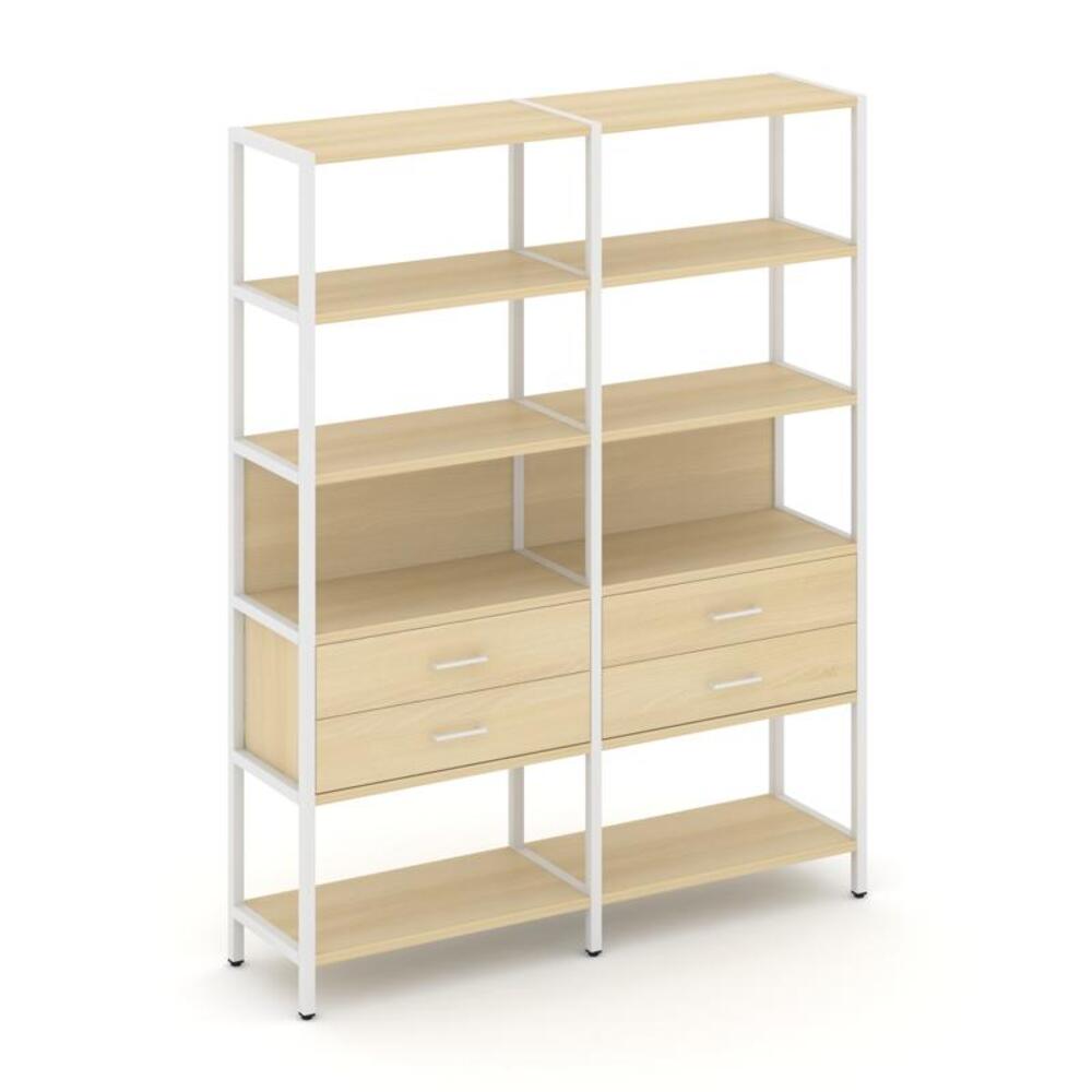 Двухсекционный стеллаж пятиярусный с ящиками