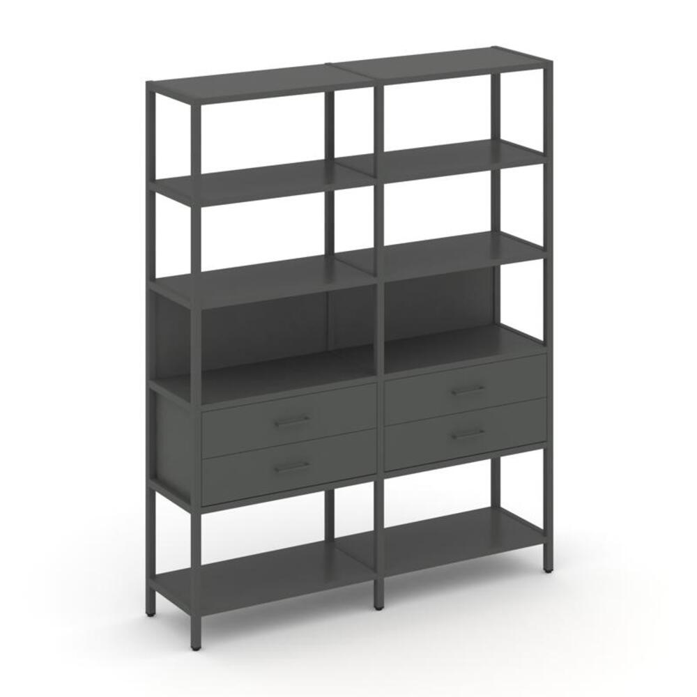 Двухсекционный стеллаж пятиярусный с ящиками