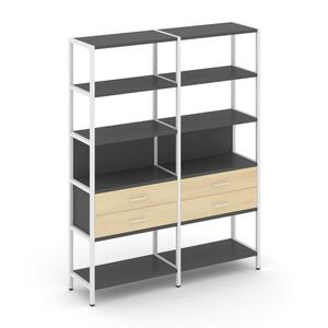 Двухсекционный стеллаж пятиярусный с ящиками