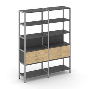 Двухсекционный стеллаж пятиярусный с ящиками