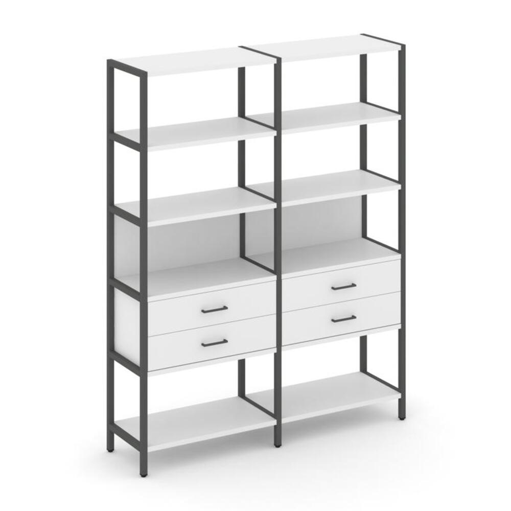 Двухсекционный стеллаж пятиярусный с ящиками