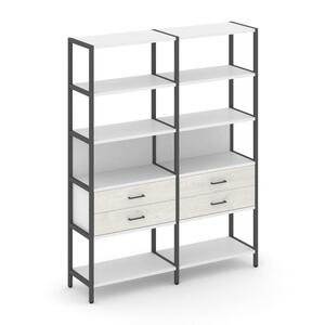 Двухсекционный стеллаж пятиярусный с ящиками