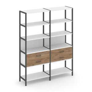 Двухсекционный стеллаж пятиярусный с ящиками