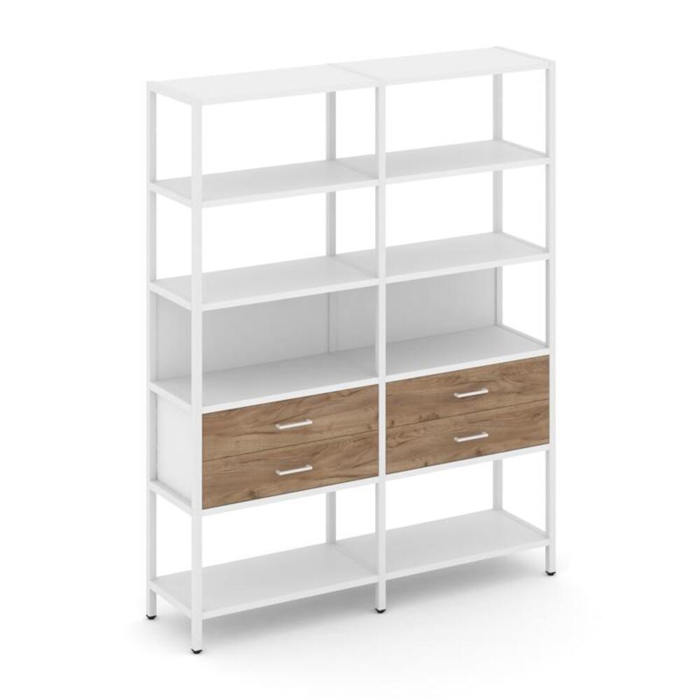 Двухсекционный стеллаж пятиярусный с ящиками