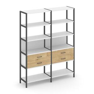 Двухсекционный стеллаж пятиярусный с ящиками