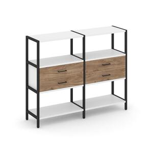 Двухсекционный стеллаж трехярусный с ящиками