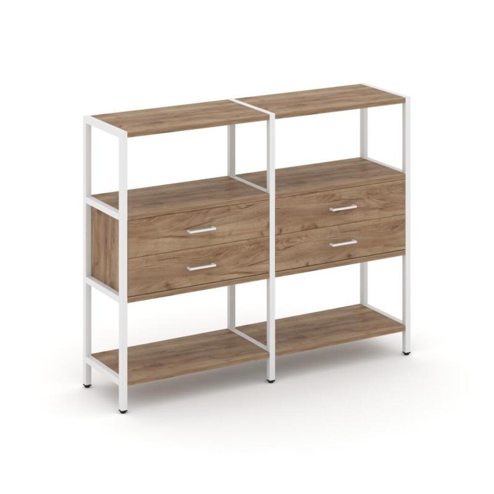 Двухсекционный стеллаж трехярусный с ящиками