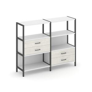 Двухсекционный стеллаж трехярусный с ящиками