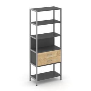Односекционный стеллаж пятиярусный с ящиками