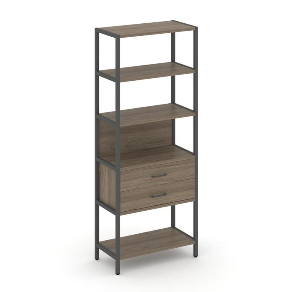 Односекционный стеллаж пятиярусный с ящиками