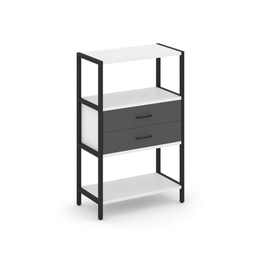 Односекционный стеллаж трехярусный с ящиками