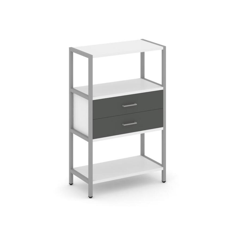 Односекционный стеллаж трехярусный с ящиками