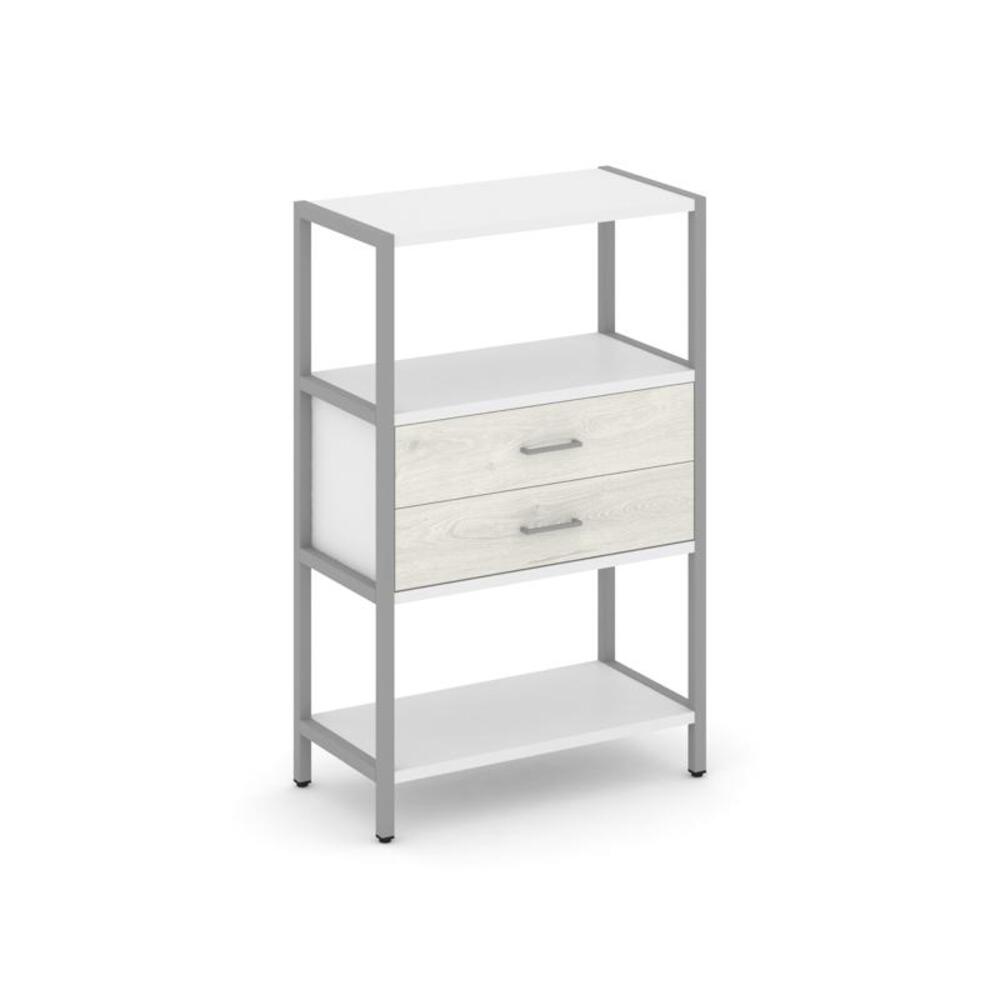 Односекционный стеллаж трехярусный с ящиками