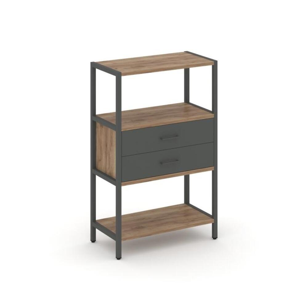 Односекционный стеллаж трехярусный с ящиками