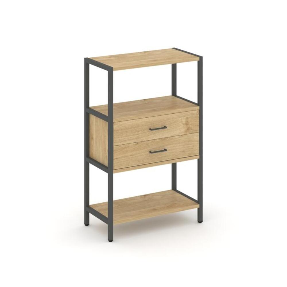 Односекционный стеллаж трехярусный с ящиками