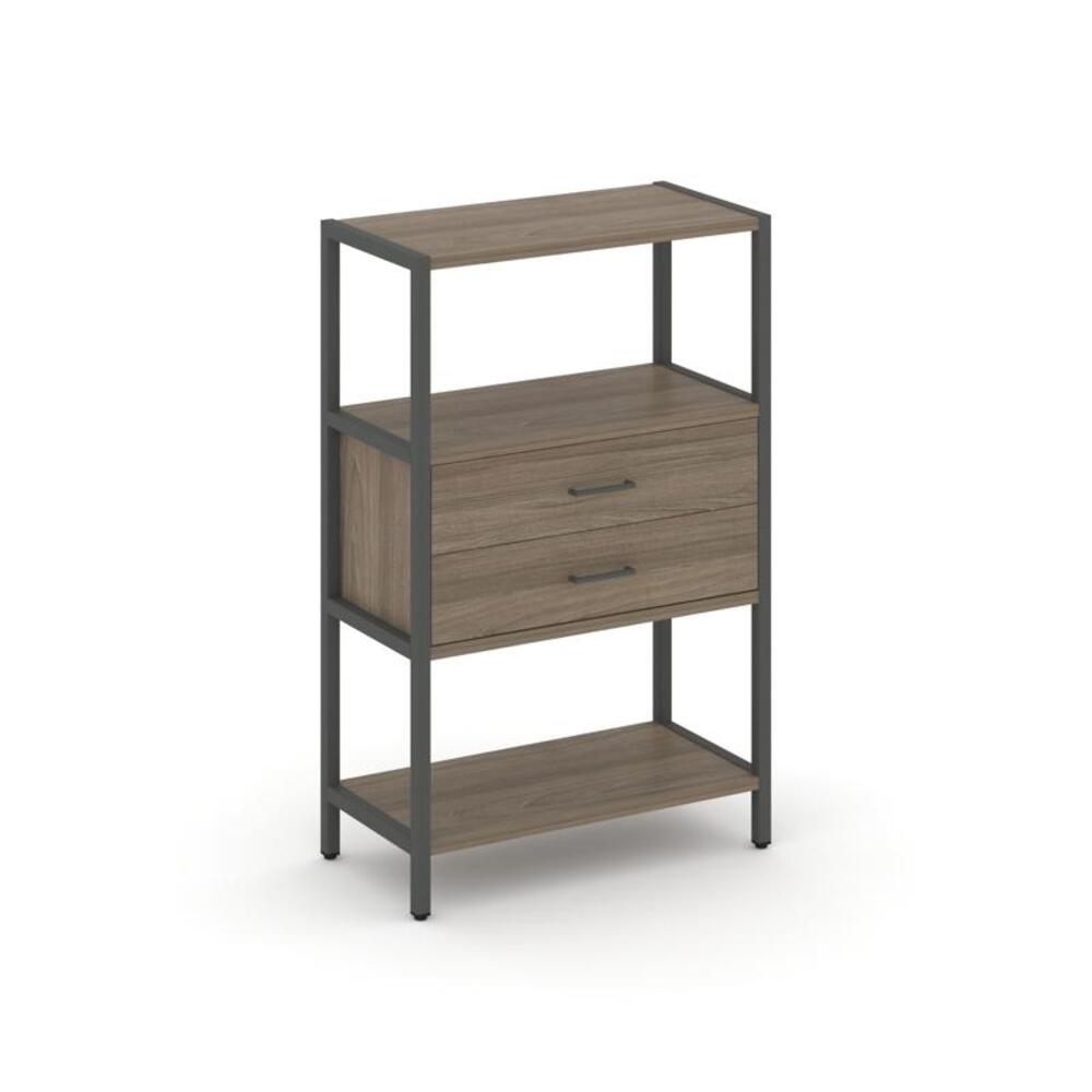 Односекционный стеллаж трехярусный с ящиками