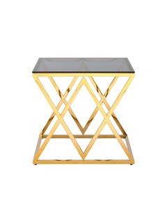 Журнальный стол 55*55 ИНСИГНИЯ золото стекло smoke