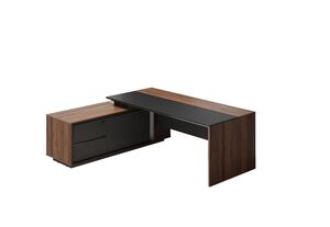 Стол руководителя на опорной сервисной тумбе (левый)
