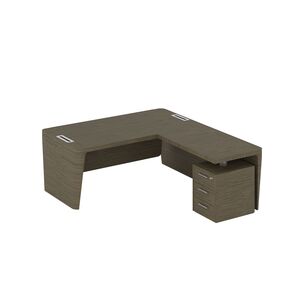 Стол для руководителя правый с приставкой на малой тумбе и фронтальной панелью