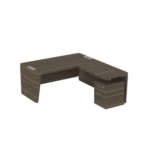 Стол для руководителя правый с приставкой на малой тумбе и фронтальной панелью