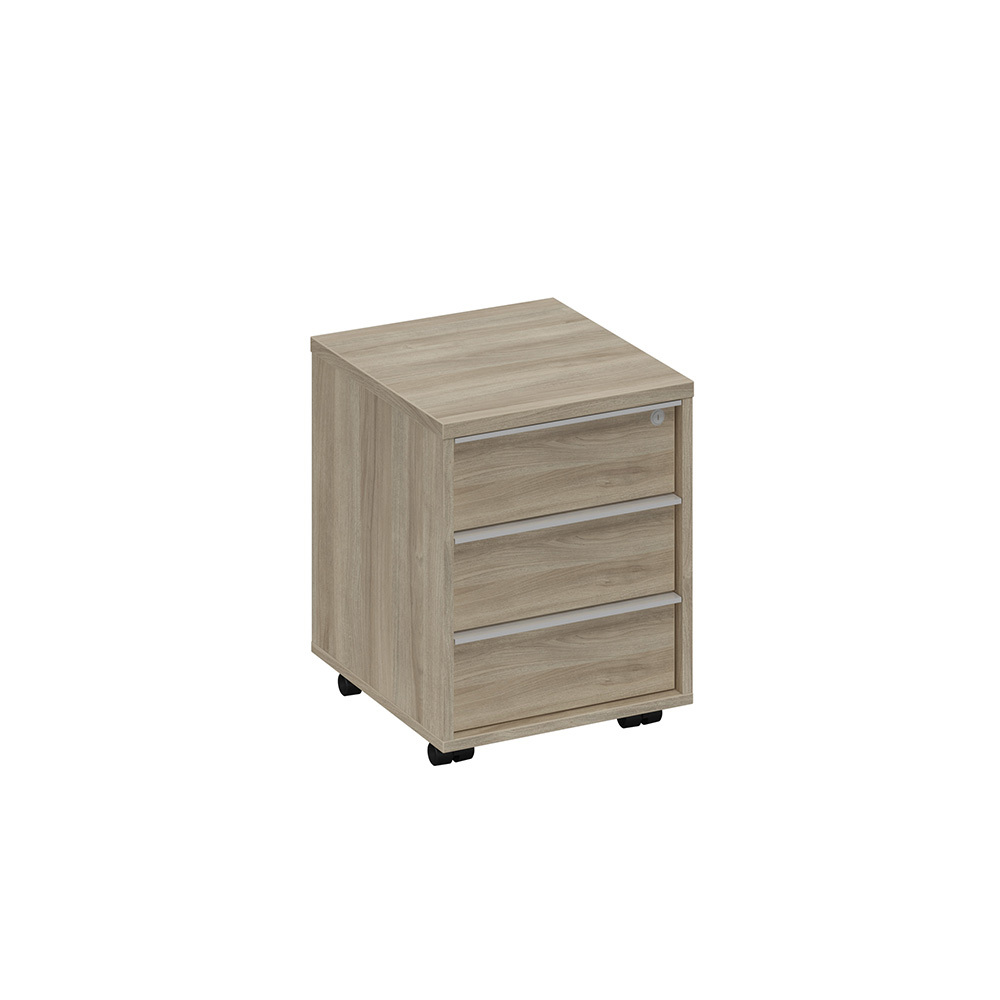 Тумба выкатная 3-х ящичная с центральным замком и ручкой-профилем